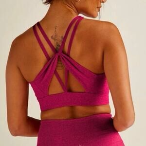 Beyond Yoga NWT Cranberry Pink/Red Spacedye Enlighten Long Line Bra Large